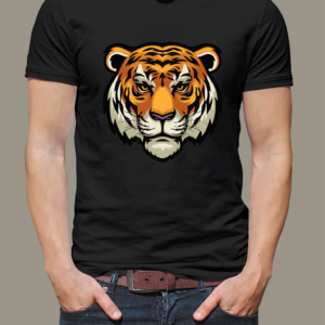 Men's Black Color with Tiger Graphics T-Shirt